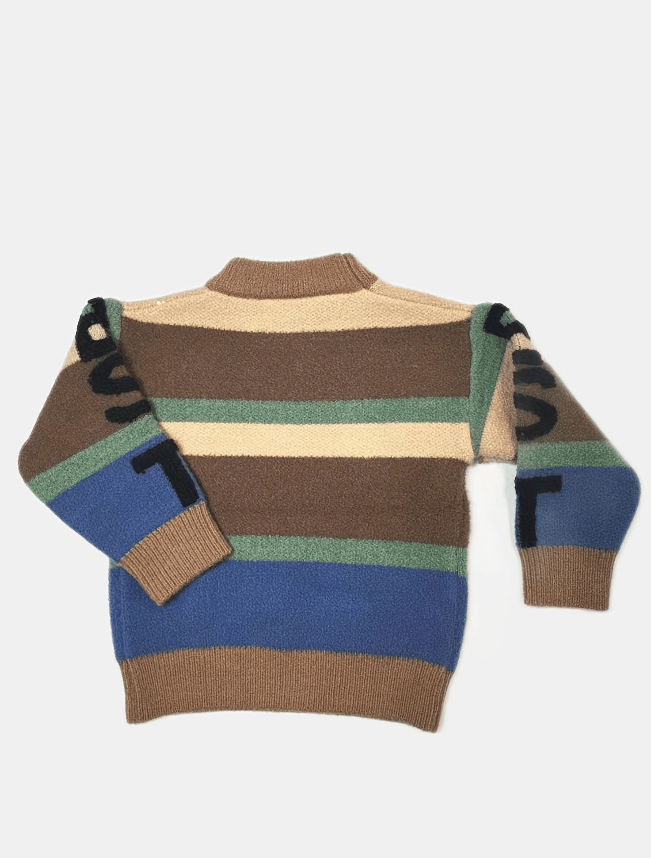 boys knit pullover sweater with letter embroidery colorful striped long sleeve crew neck top for fall winter details 7