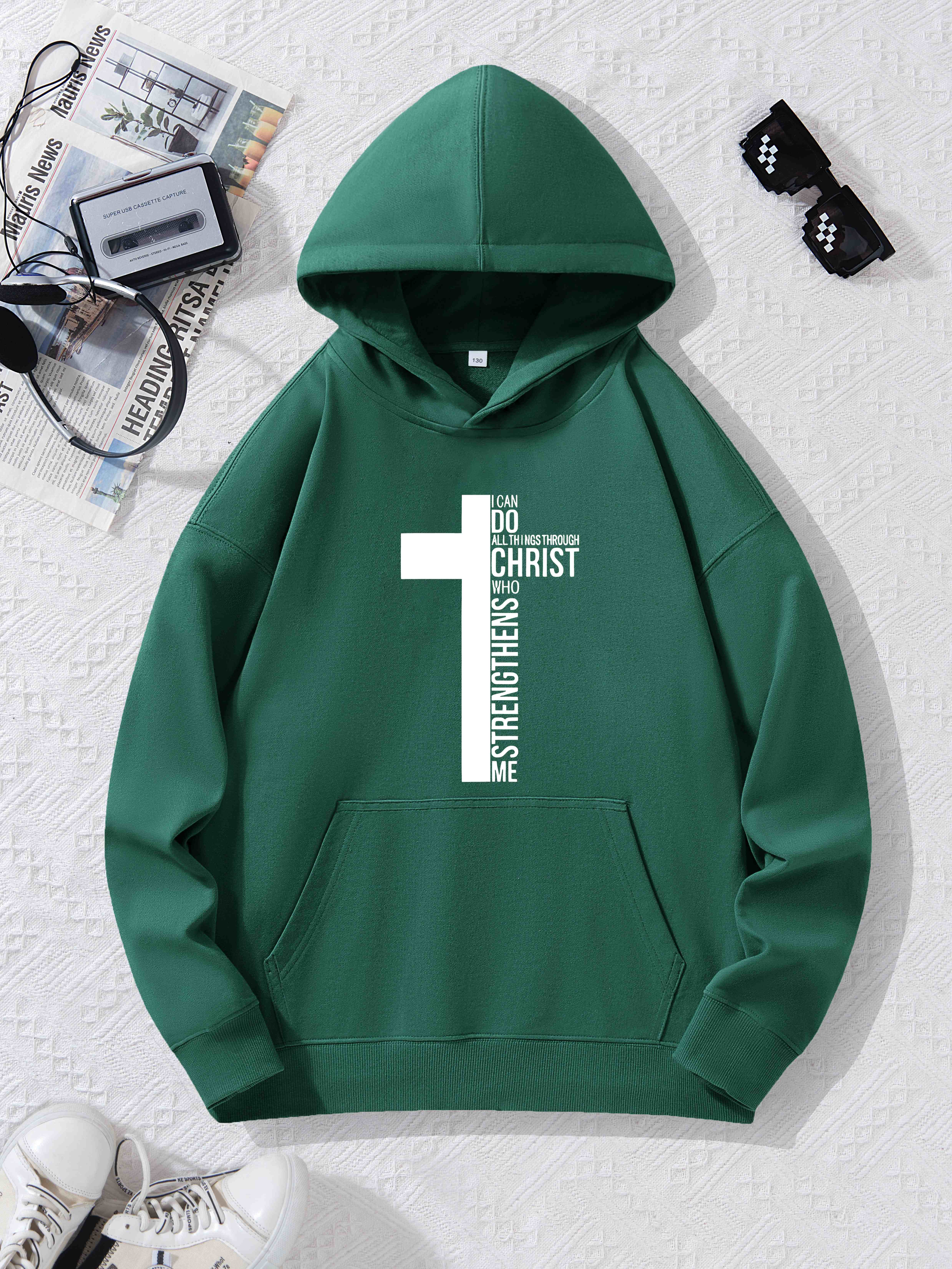 cross print boys pullover hoodie long sleeve comfy casual warm hooded tops winter fall clothes details 10