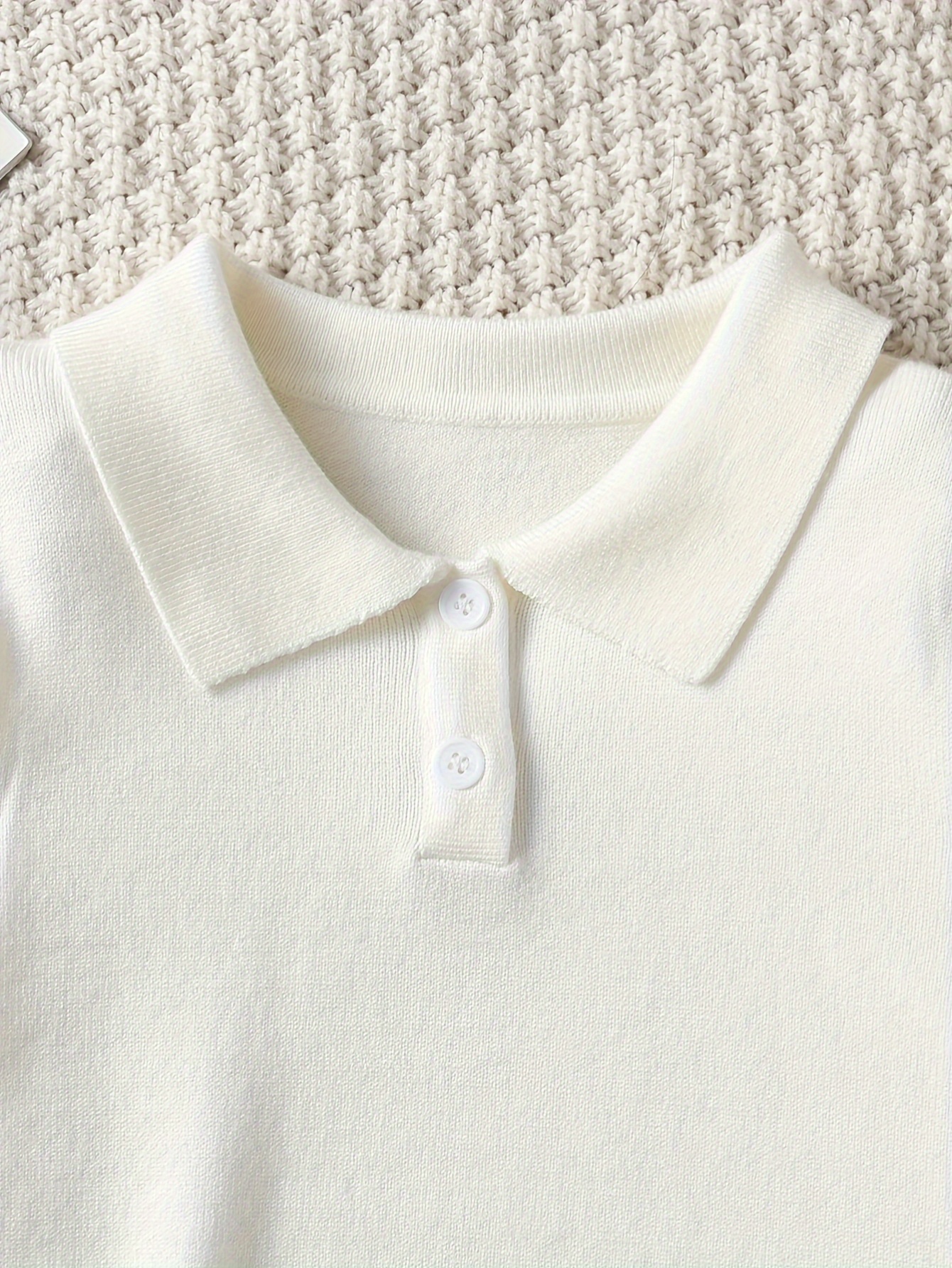 Boys Casual Simple Solid Color Lapel Knit Pullover Sweater, Long Sleeve Button Closure Knit Top details 5