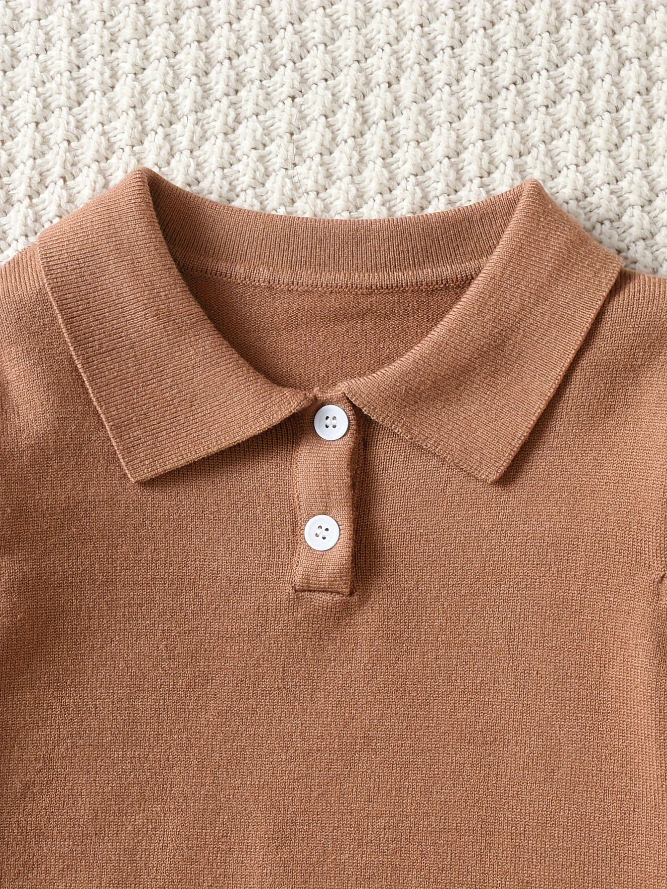 Boys Casual Simple Solid Color Lapel Knit Pullover Sweater, Long Sleeve Button Closure Knit Top details 18