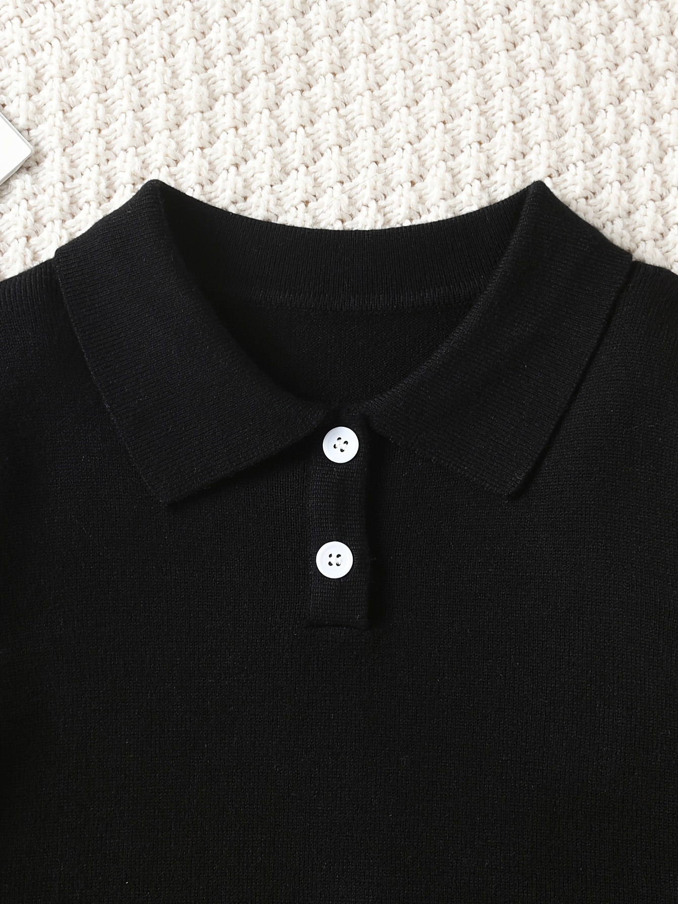 Boys Casual Simple Solid Color Lapel Knit Pullover Sweater, Long Sleeve Button Closure Knit Top details 25