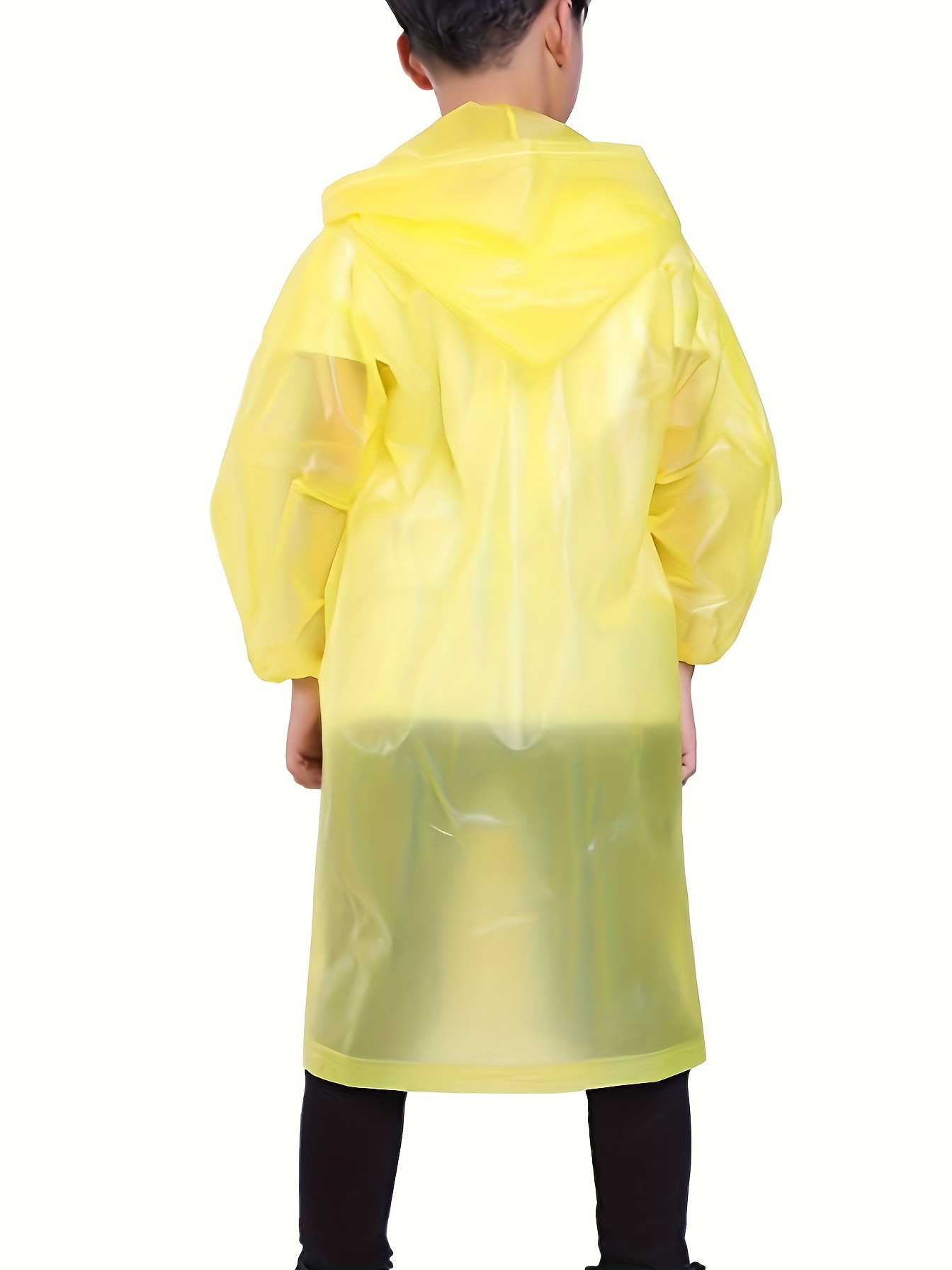 boys plain lightweight portable hooded raincoat reusable waterproof rain ponchos details 2