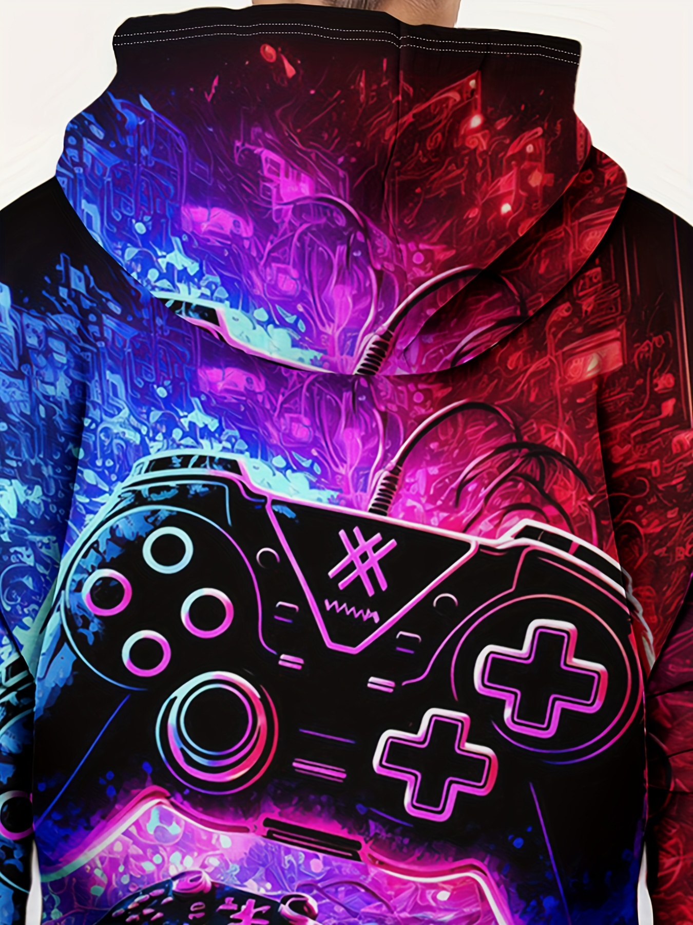 fashion colorful gamepad print cute cozy hoodie for kids boys keep him warm and stylish details 4