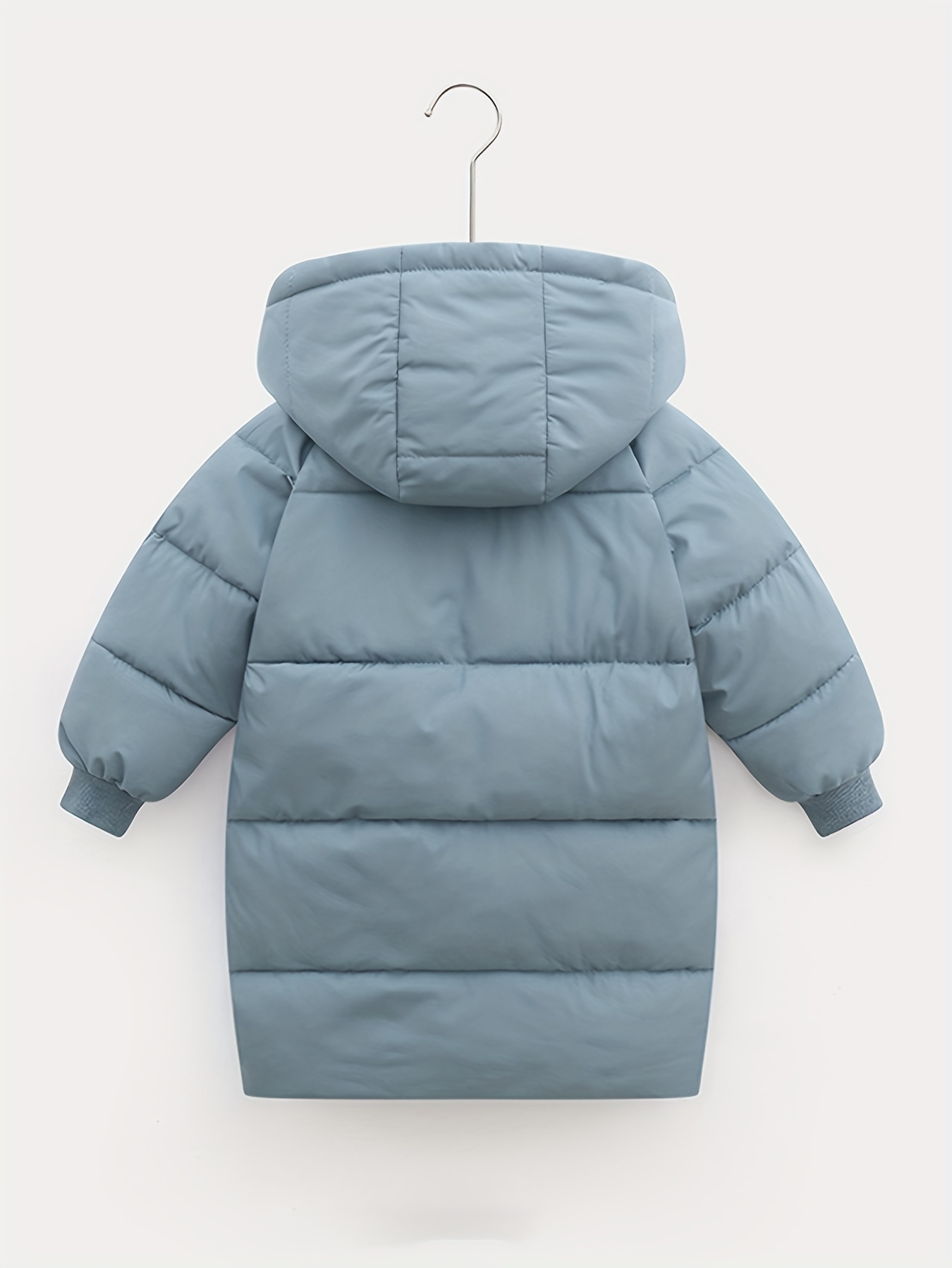 kids hooded padded jacket medium length warm zip up coat boys clothes for winter outdoor as gift details 4